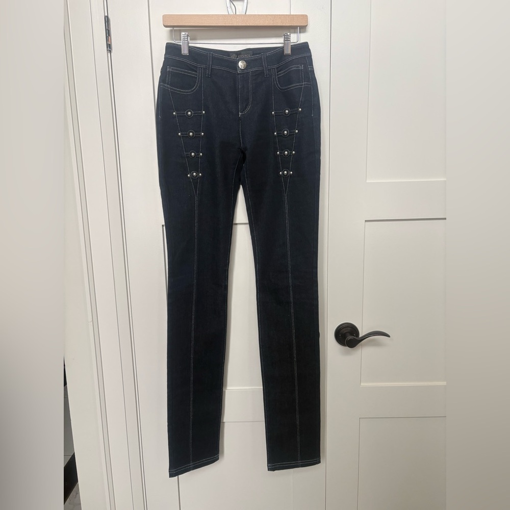 Authentic Versace Dark Blue Denim with Silver Button